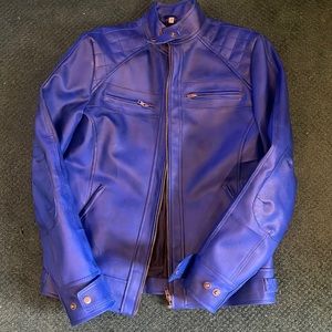 The Leather Gems Blue Quilted Leather Jacket